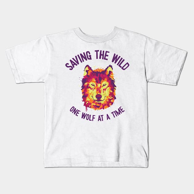 World Wildlife Day Wolf Art Wildlife Conservation Wolf Kids T-Shirt by Tom´s TeeStore